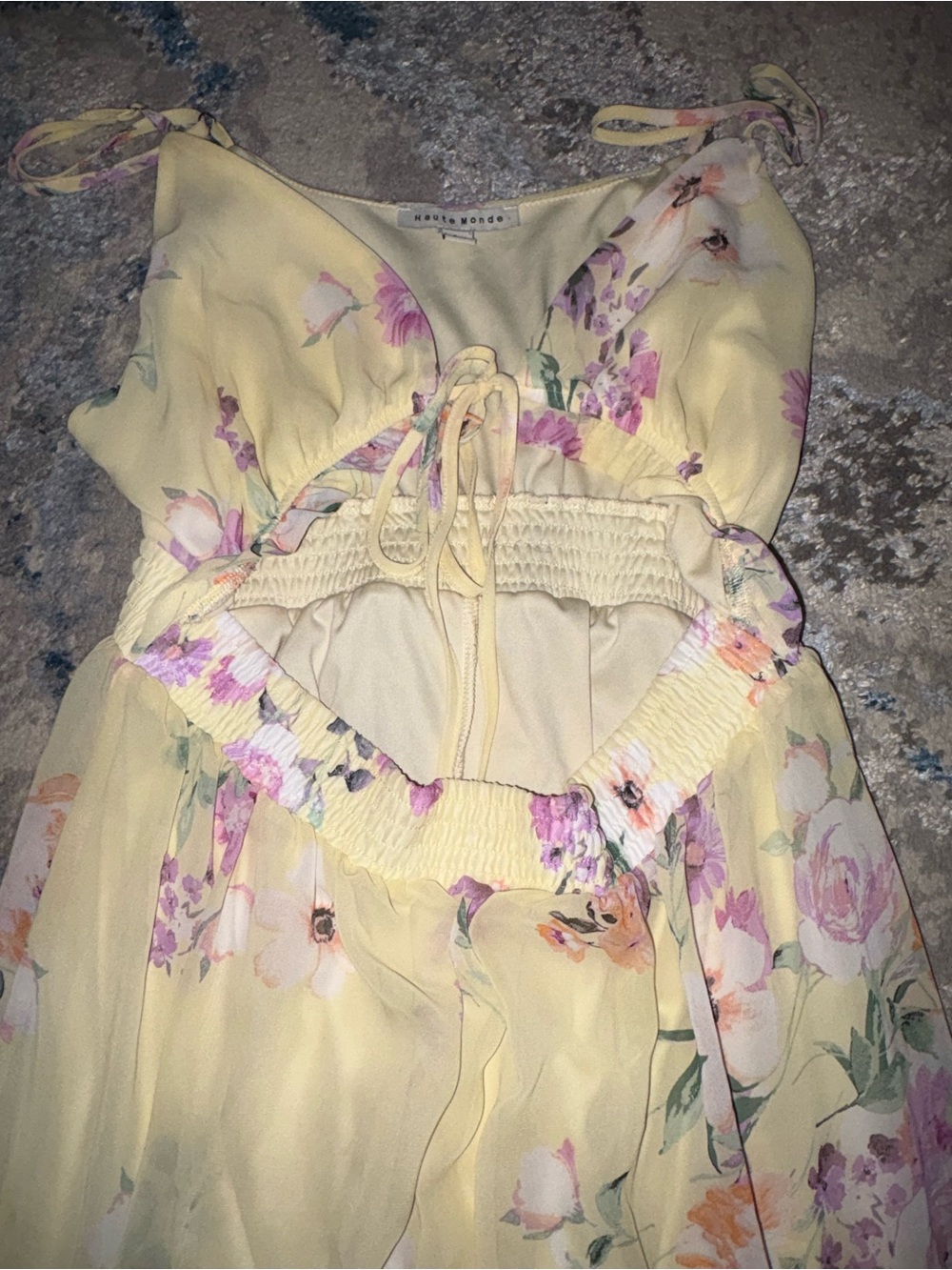 Haute Monde Yellow Floral Tie-Shoulder Sundress - Picture 3 of 5